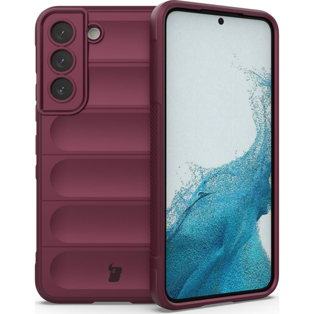 Robuste Handyhülle für Galaxy S22, Bizon Case Tur, Burgunderrot