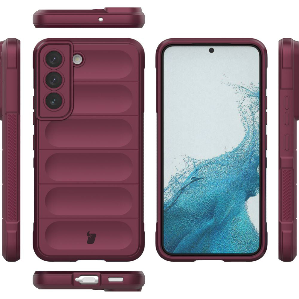 Robuste Handyhülle für Galaxy S22, Bizon Case Tur, Burgunderrot