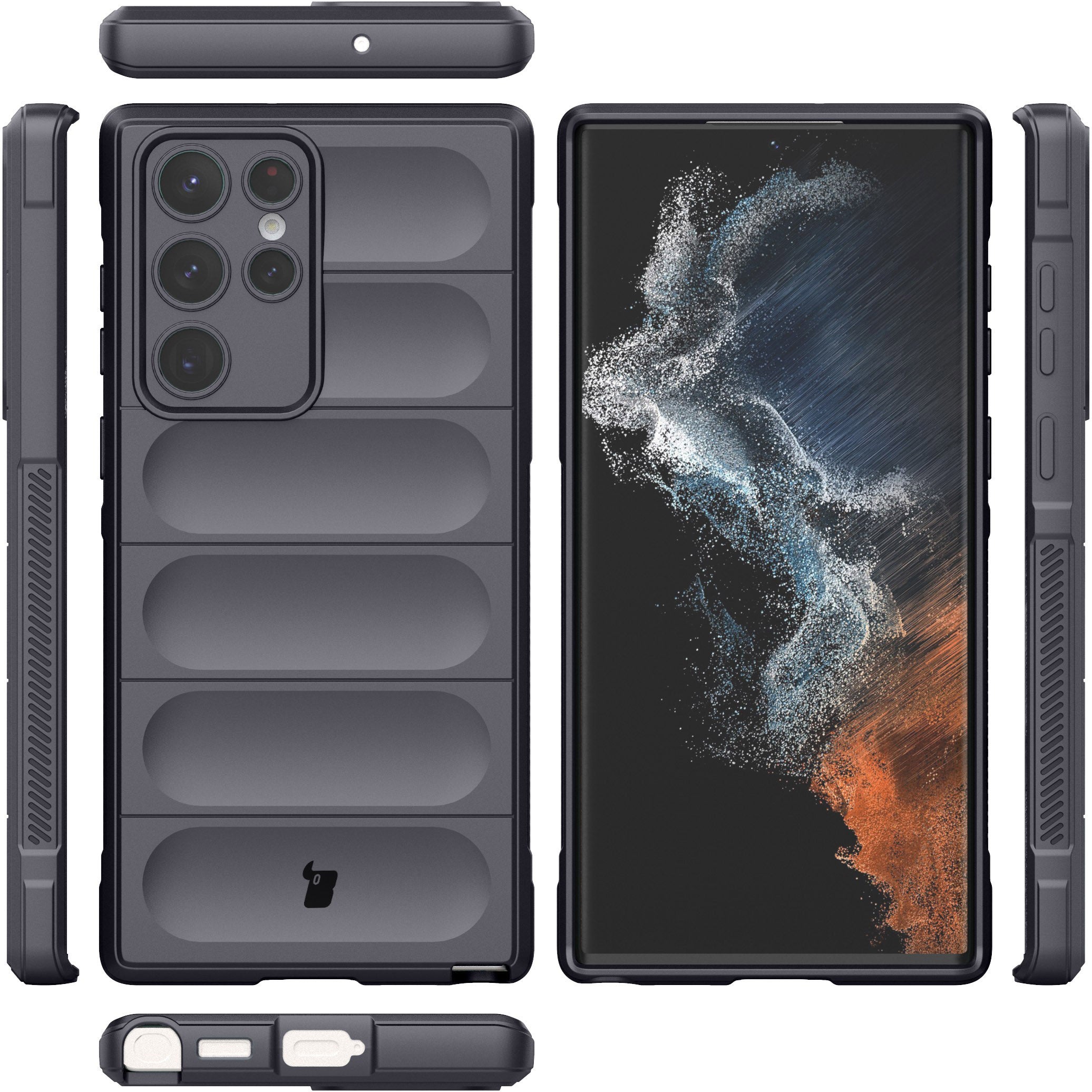 Robuste Handyhülle für Galaxy S22 Ultra, Bizon Case Tur, Grau