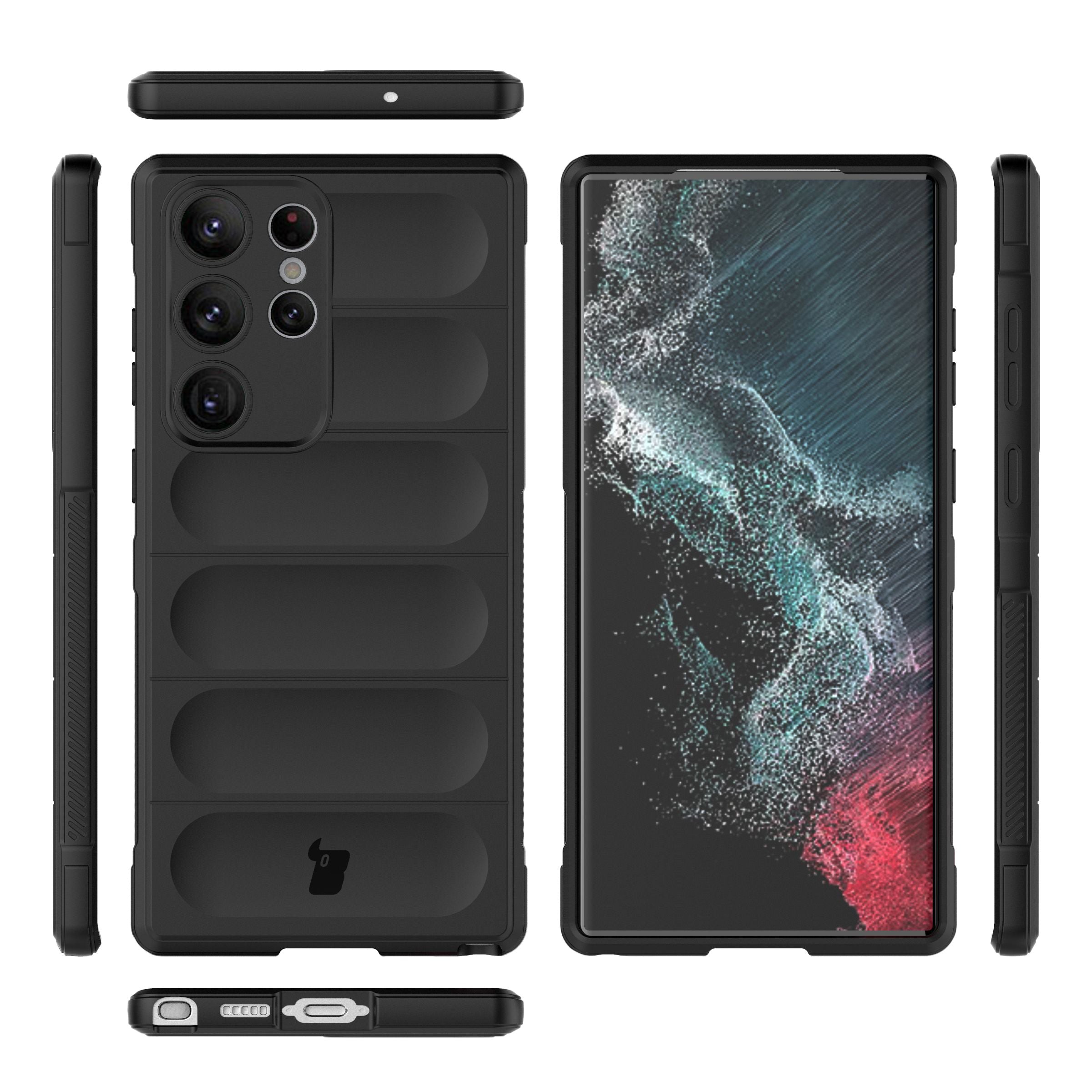 Robuste Handyhülle für Galaxy S23 Ultra, Bizon Case Tur, Schwarz