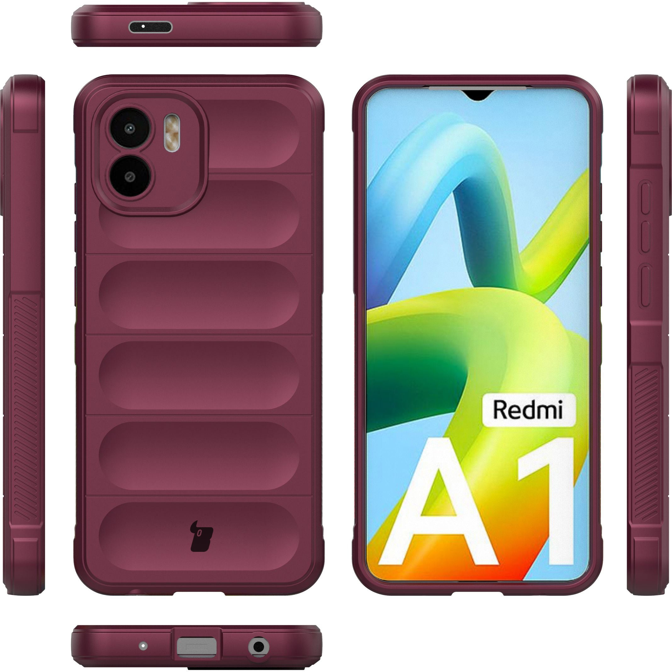 Robuste Handyhülle für Xiaomi Redmi A1, Bizon Case Tur, Burgunderrot