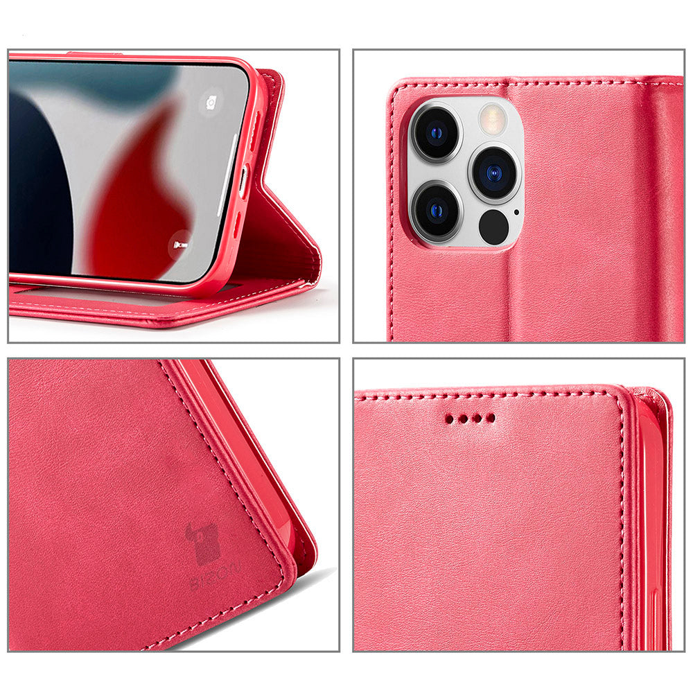 Schutzhülle Bizon Case Wallet für iPhone 13 Pro, Rosa