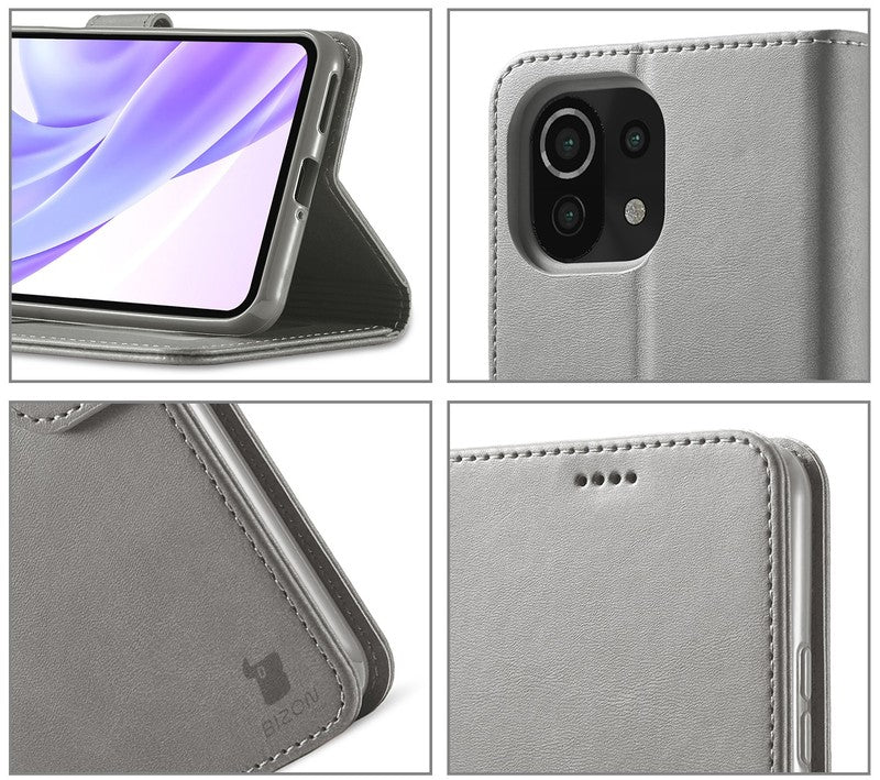 Schutzhülle Bizon Case Wallet für Xiaomi Mi 11, grau