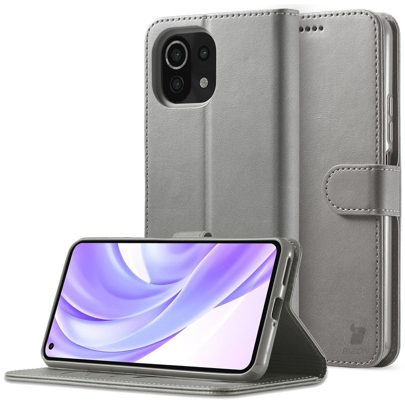 Schutzhülle Bizon Case Wallet für Xiaomi Mi 11, grau
