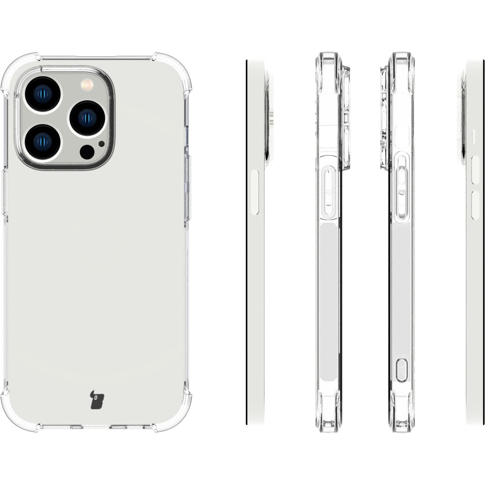 Schutzhülle + 2x Glas + Kameraschutz Bizon Case Clear Pack für iPhone 14 Pro, Transparent