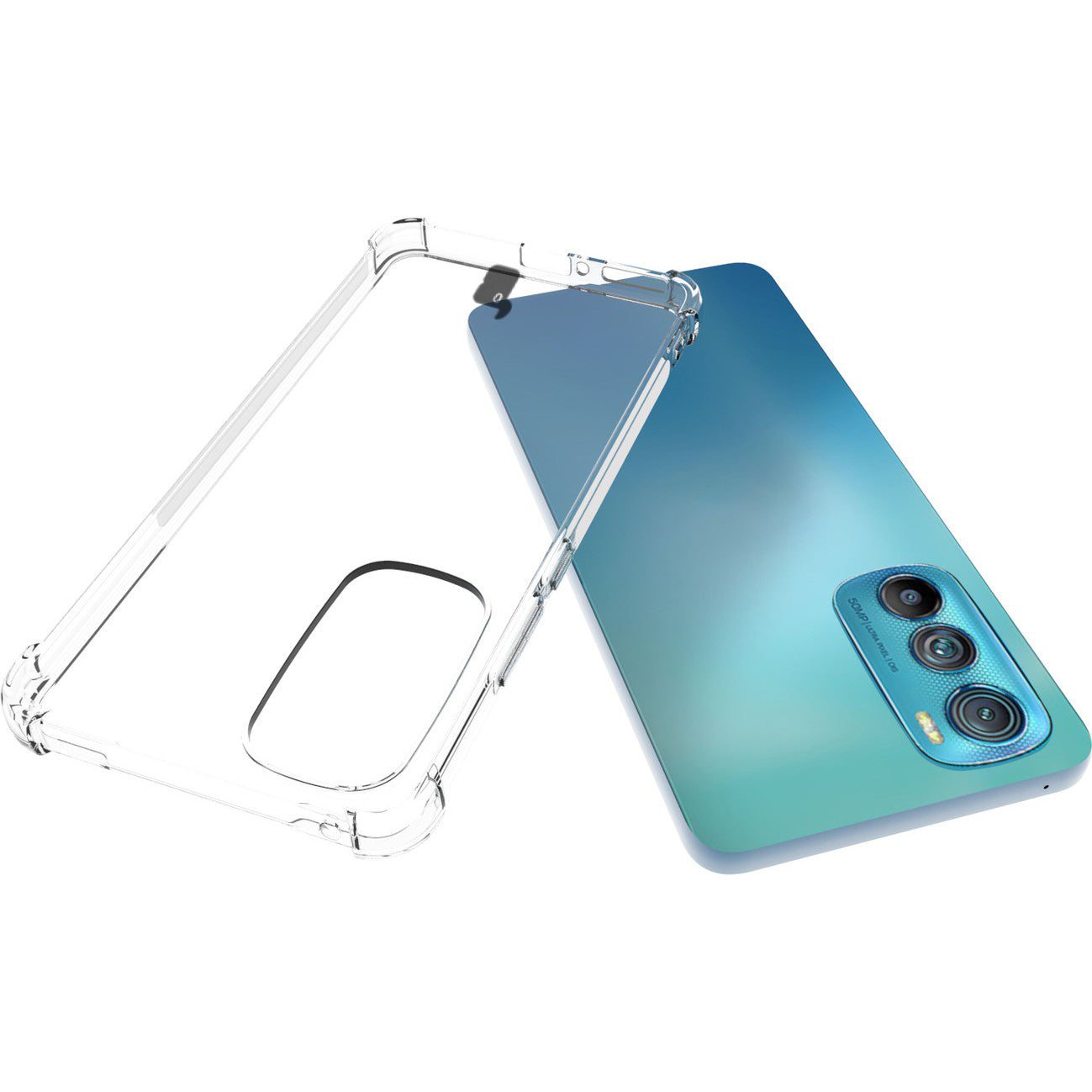 Schutzhülle + 2x Glas + Kameraschutz Bizon Case Clear Pack für Moto Edge 30, Transparent