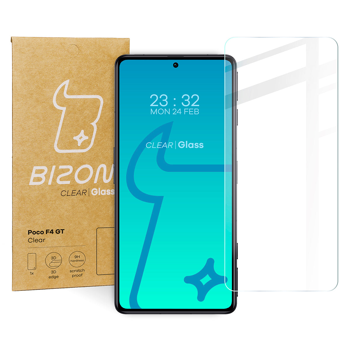 Gehärtetes Glas für Xiaomi Pocophone F4 GT, Bizon Glass Clear