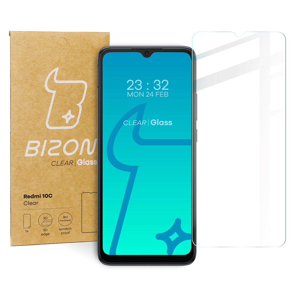 Gehärtetes Glas Bizon Glass Clear, Xiaomi Redmi 10C