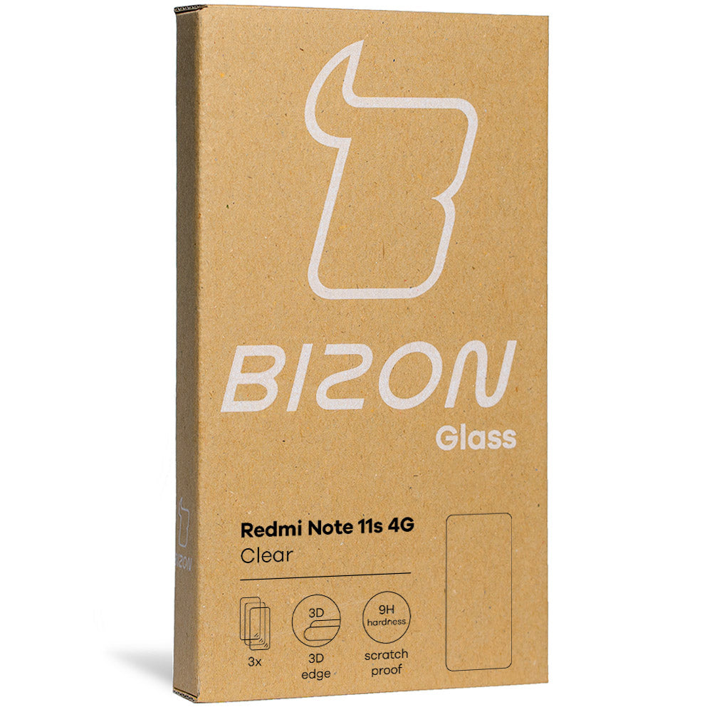 Gehärtetes Glas Bizon Glass Clear - 3 Stück + Kameraschutz für Redmi Note 11S 4G