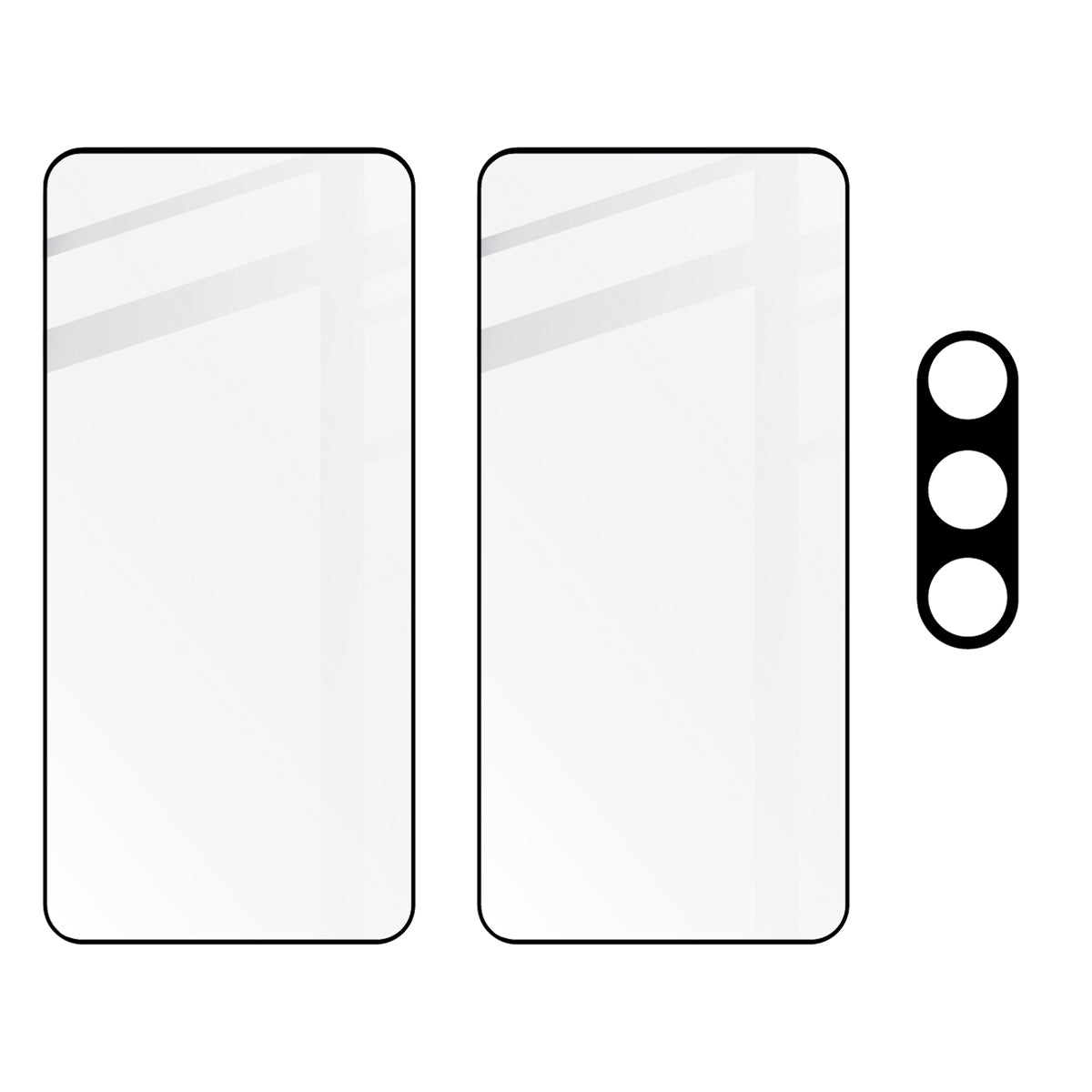 Gehärtetes Glas - 2 Stück + Kameraschutz für Galaxy S23 Plus, Bizon Glass Edge 2 Pack, Schwarz
