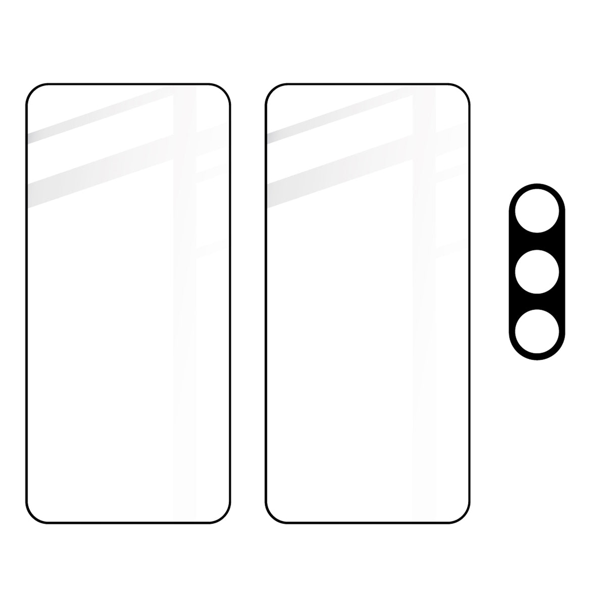 Gehärtetes Glas - 2 Stück + Kameraschutz für Galaxy S23, Bizon Glass Edge 2 Pack, Schwarz