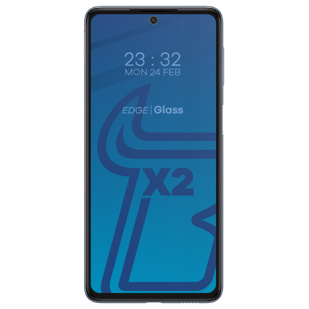 Gehärtetes Glas Bizon Glass Edge - 2 Stück + Kameraschutz, Galaxy M53 5G, Schwarz