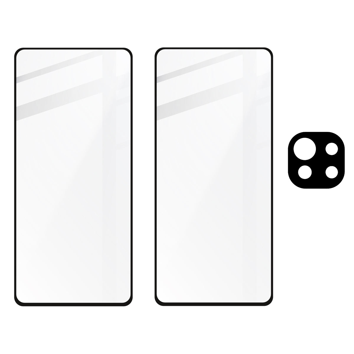 Gehärtetes Glas Bizon Glass Edge - 2 Stück + Kameraschutz für Xiaomi Mi 11 Lite / 5G / 5G NE, Schwarz