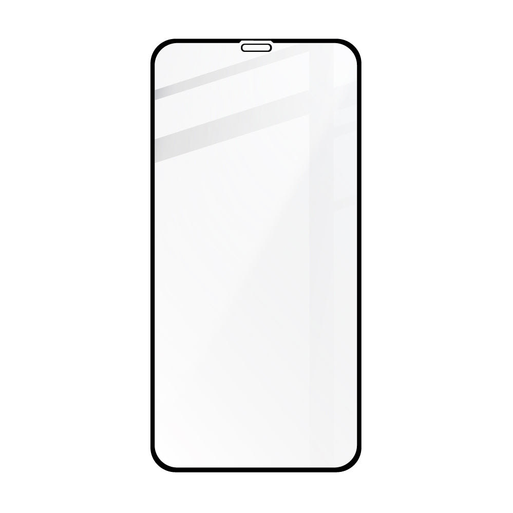 Gehärtetes Glas Bizon Glass Edge CF - 2 Stück + Kameraschutz für iPhone 11, schwarzer Rahmen