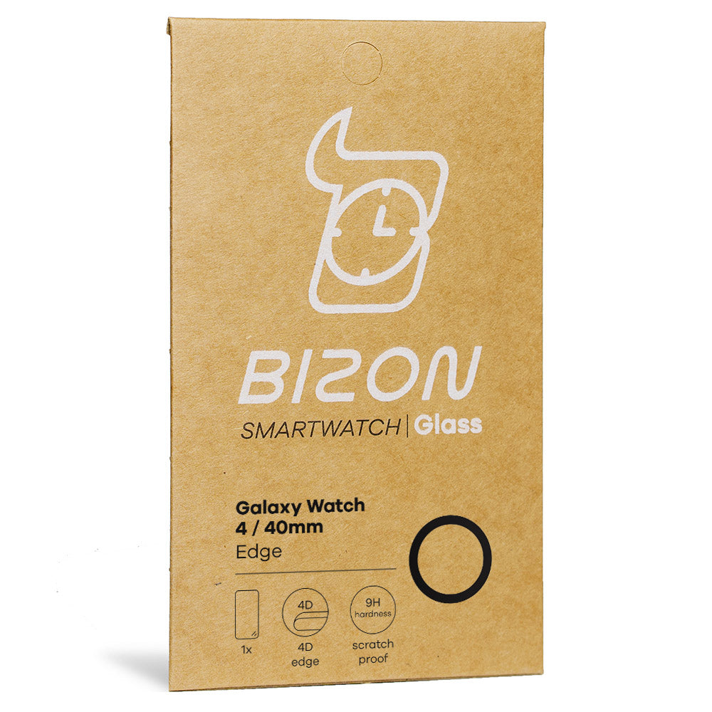 Hybridglas Bizon Glass Watch Edge Hybrid für Galaxy Watch 4 40mm, Schwarz
