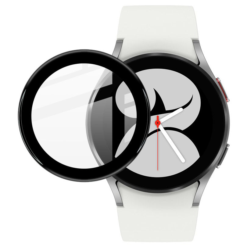 Hybridglas Bizon Glass Watch Edge Hybrid für Galaxy Watch 4 44mm, Schwarz