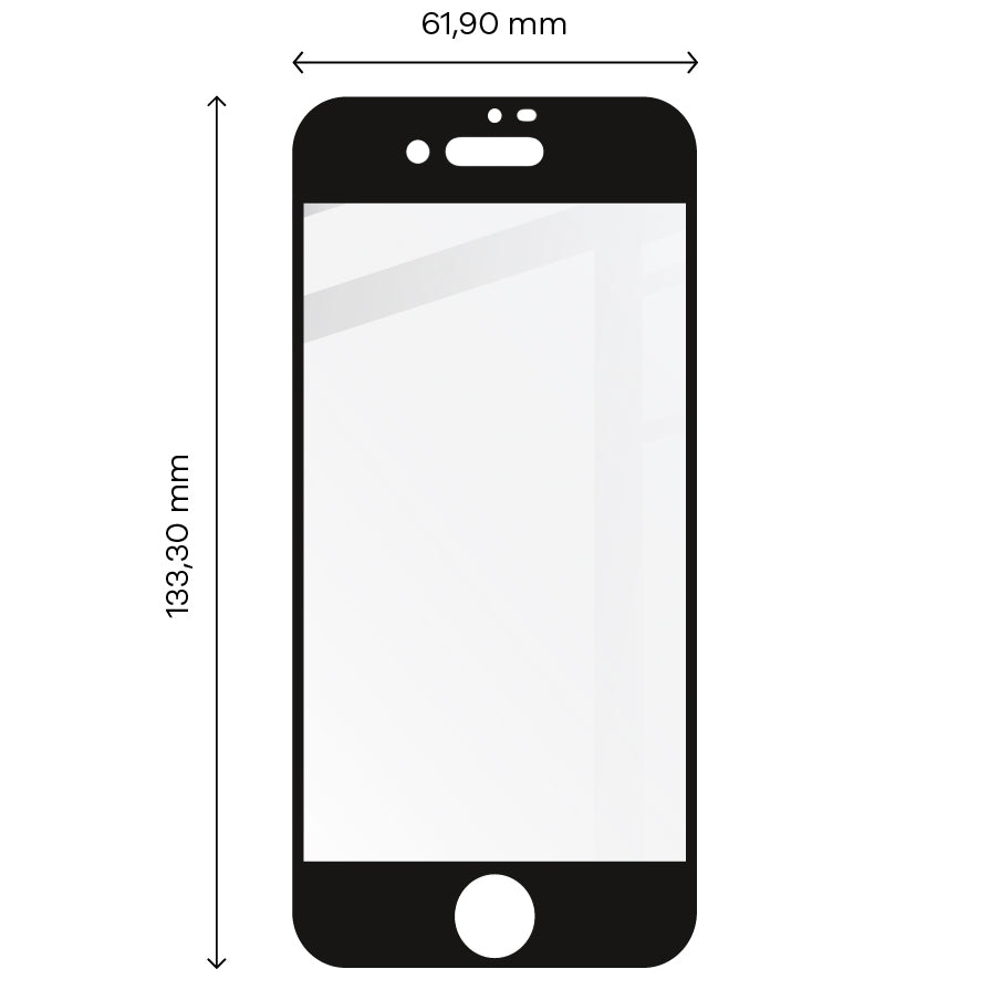 Gehärtetes Glas Bizon Glass Edge für iPhone SE 2022/2020 / 8 / 7, schwarzer Rahmen