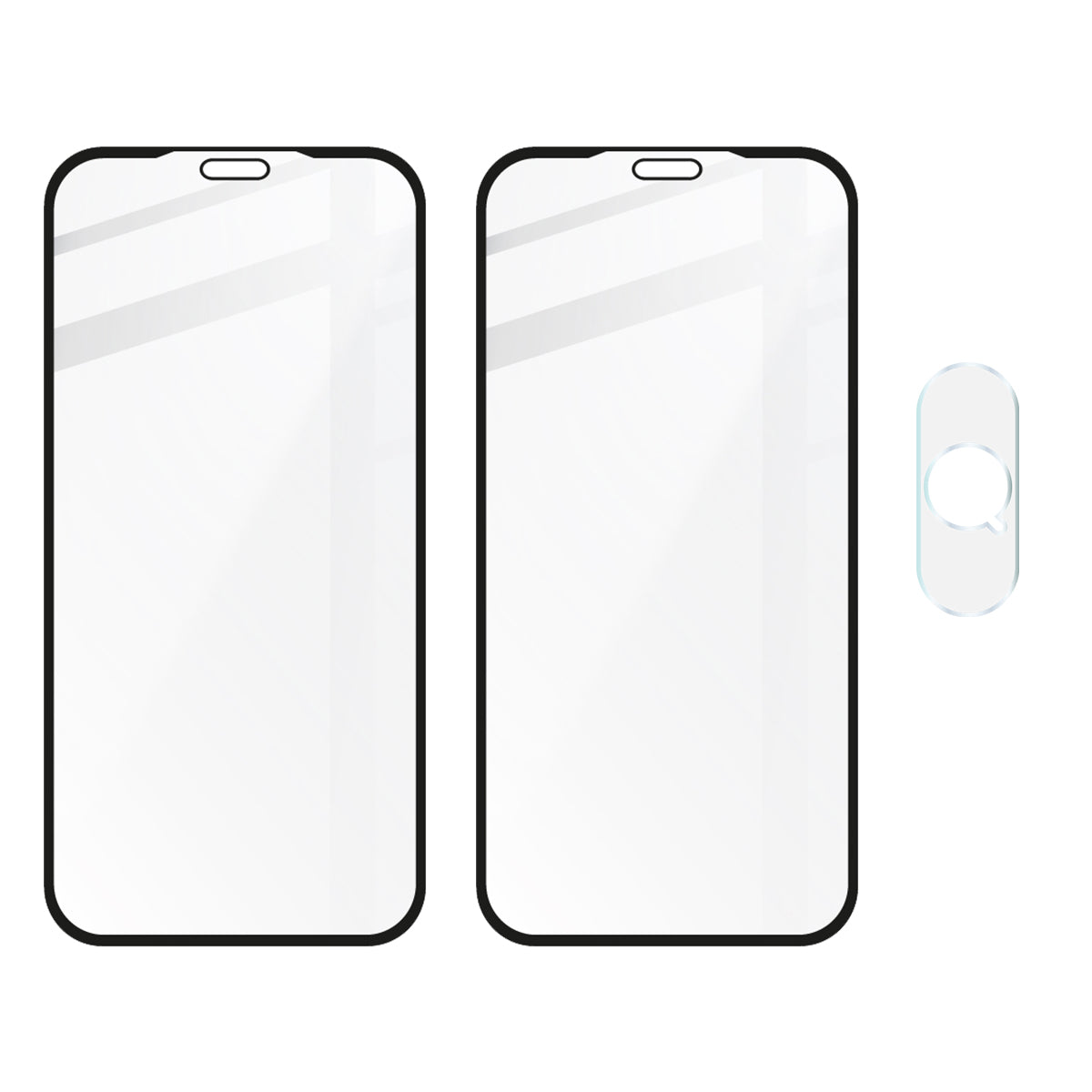 Gehärtetes Glas Bizon Glass Edge - 2 Stück + Kameraschutz, iPhone Xs / X, schwarzer Rahmen