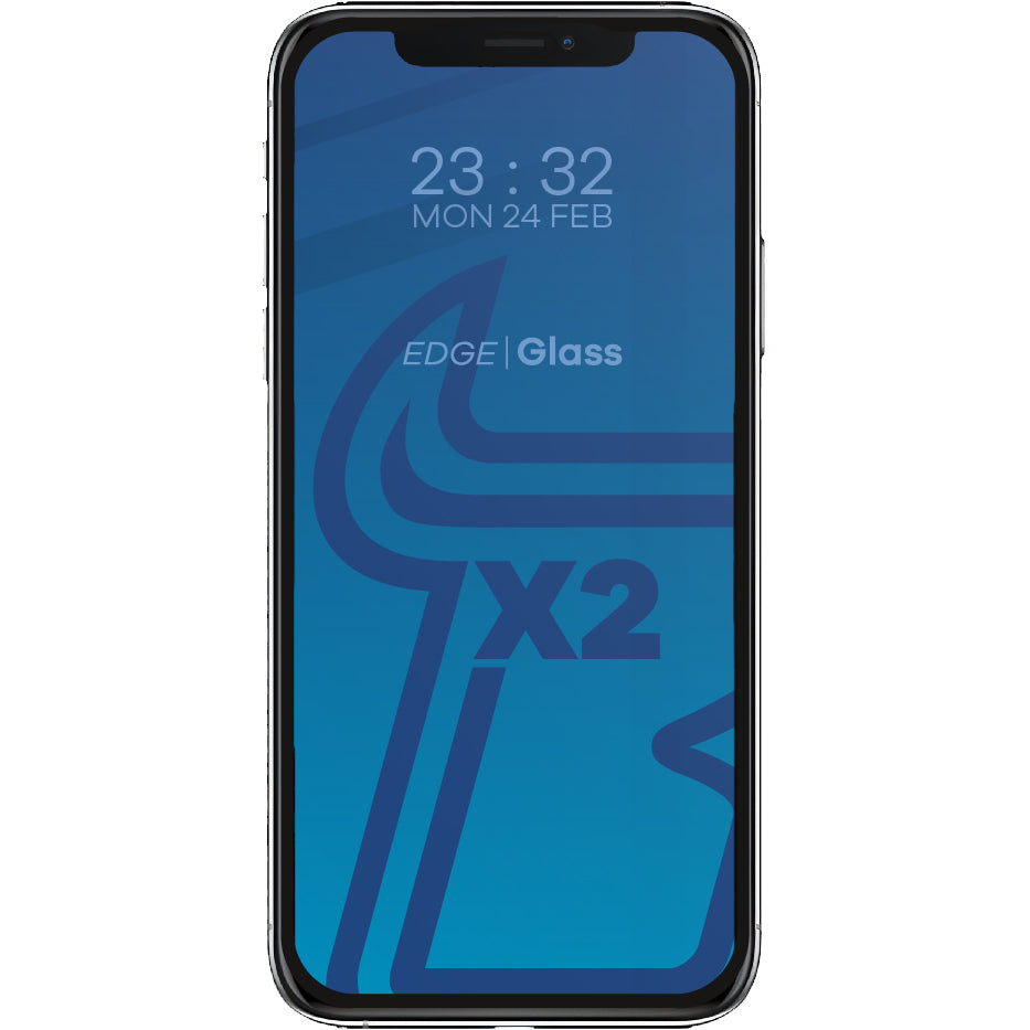 Gehärtetes Glas Bizon Glass Edge CF - 2 Stück + Kameraschutz, iPhone Xs Max, schwarzer Rahmen