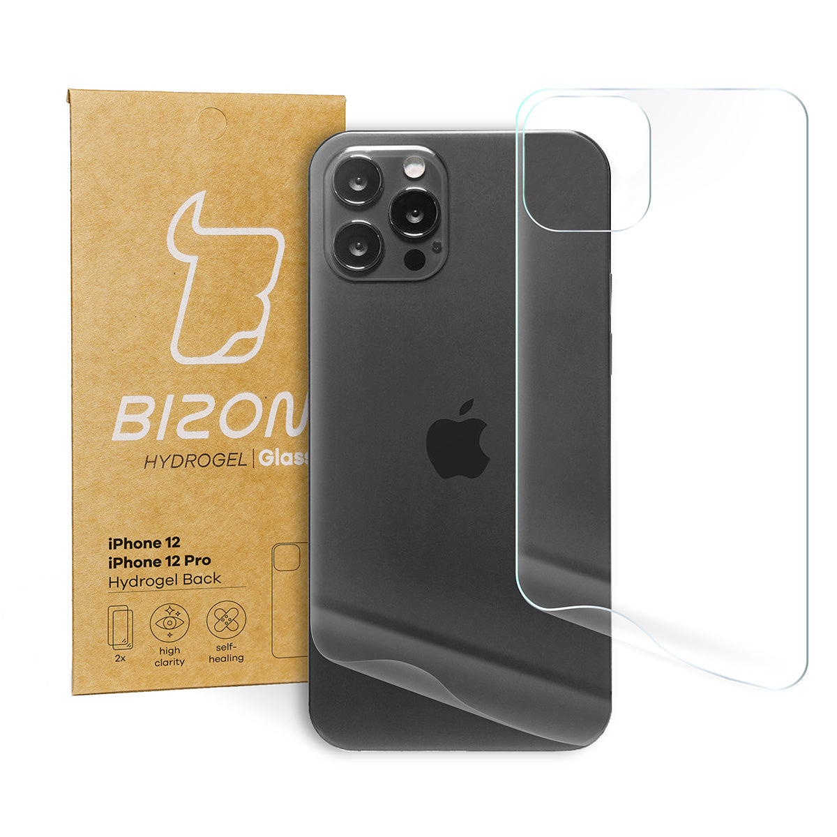 Hydrogel Folie für die Rückseite Bizon Glass, iPhone 12 / 12 Pro, 2 Stück