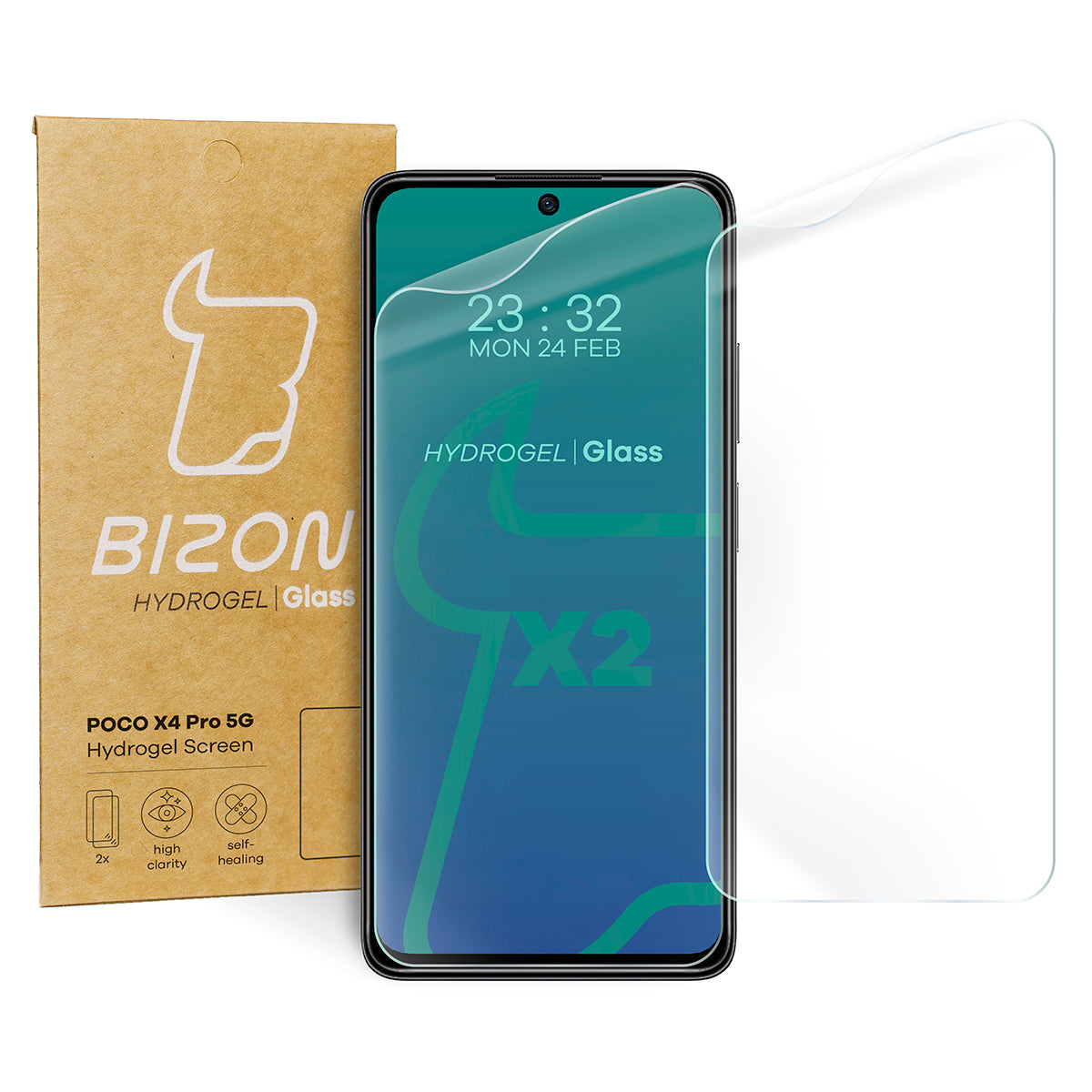 Hydrogel Folie für den Bildschirm Bizon Glass Hydrogel, Poco X4 Pro 5G, 2 Stück