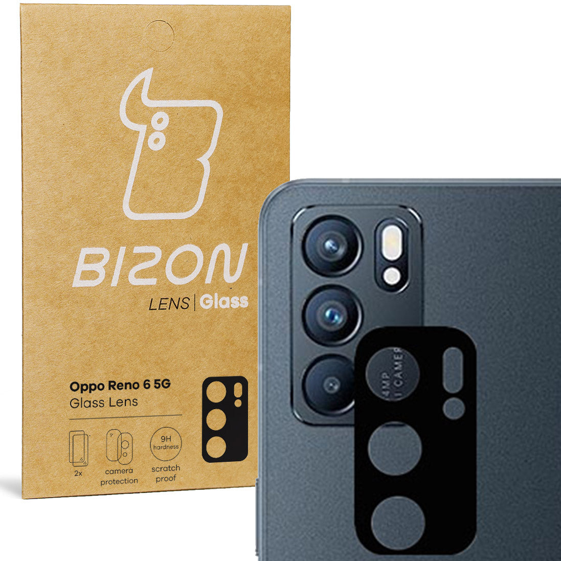 Gehärtetes Glas für die Kamera Bizon Glass Lens für Oppo Reno 6 5G, 2 Stück