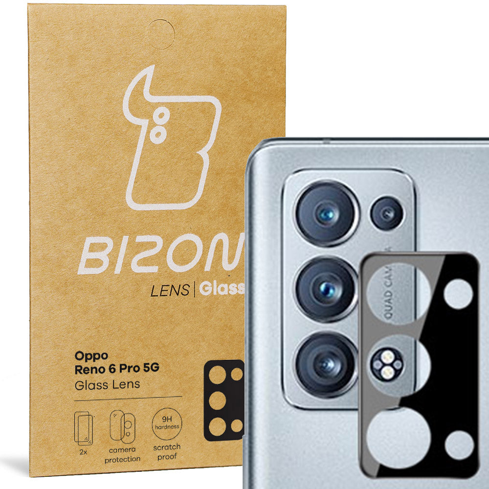 Gehärtetes Glas für die Kamera Bizon Glass Lens für Oppo Reno 6 Pro 5G, 2 Stück