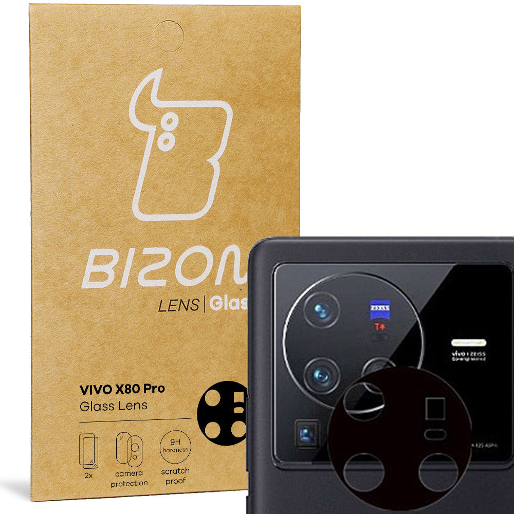 Glas für die Kamera Bizon Glass Lens für Vivo X80 Pro, 2 Stück