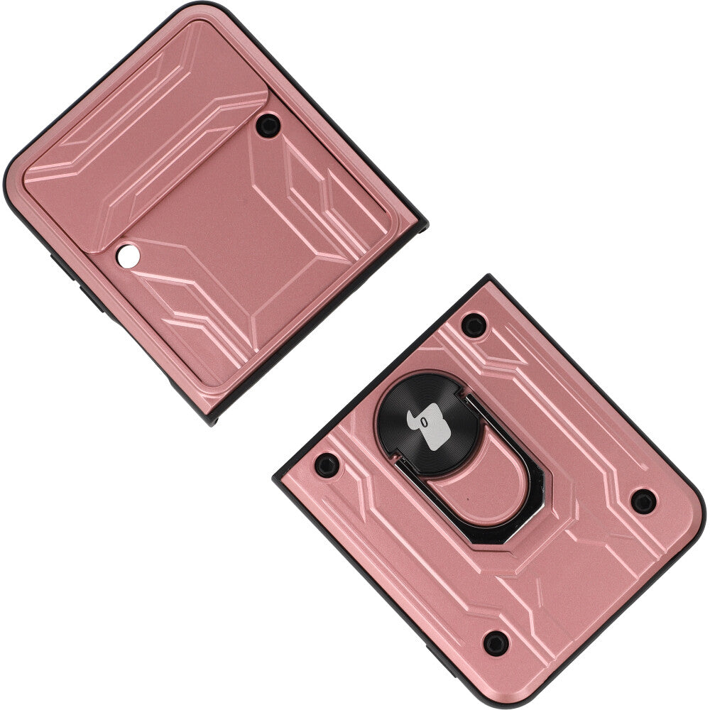 Schutzhülle Bizon Case CamShield Gloss Ring für Galaxy Z Flip4, Rosa