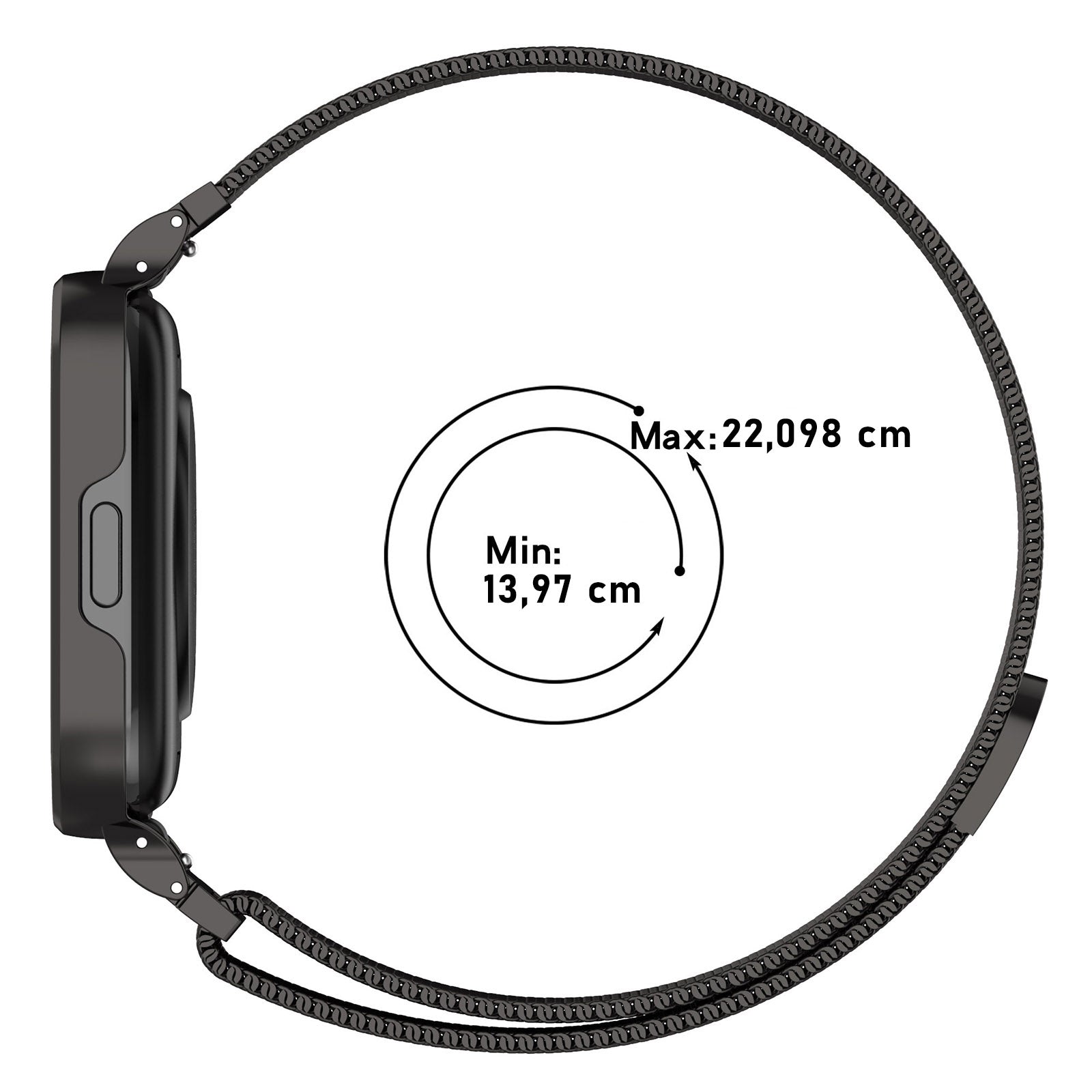 Schutzhülle mit Armband Bizon Strap + Case Watch Chain für Xiaomi Redmi Watch 3 Active, Schwarz