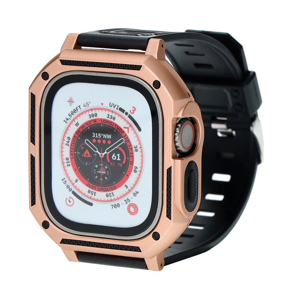 Schutzhülle mit Armband Bizon Strap + Case Watch Armor für Apple Watch Ultra 2/1 49 mm, Gold