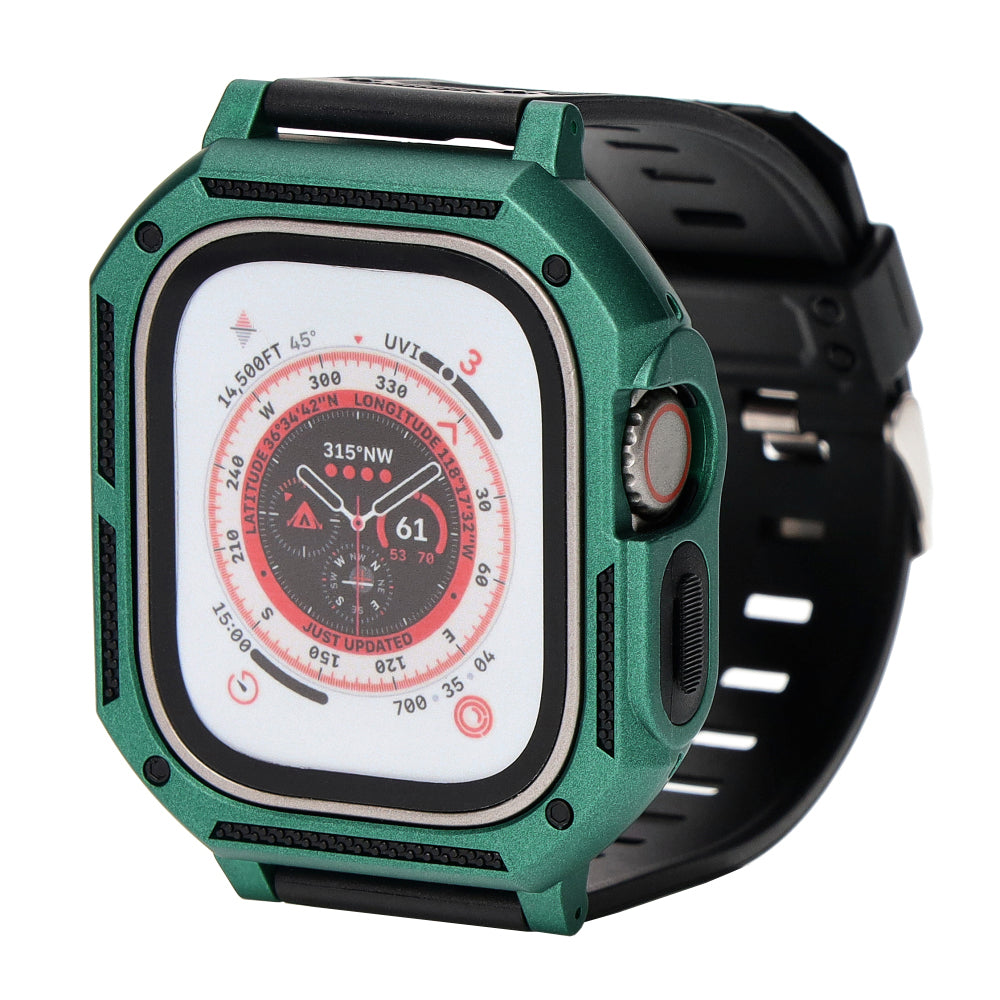 Schutzhülle mit Armband Bizon Strap + Case Watch Armor für Apple Watch Ultra 2/1 49 mm, Grün