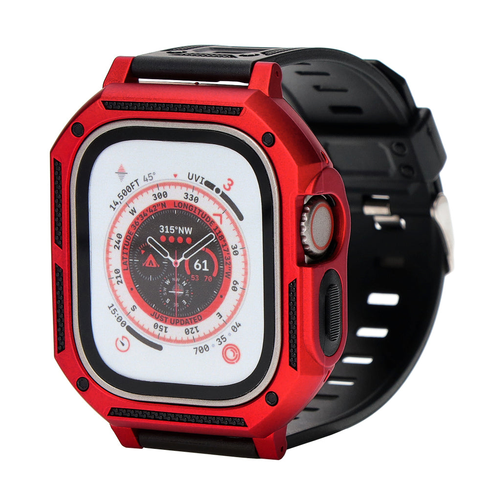 Schutzhülle mit Armband Bizon Strap + Case Watch Armor für Apple Watch Ultra 2/1 49 mm, Rot