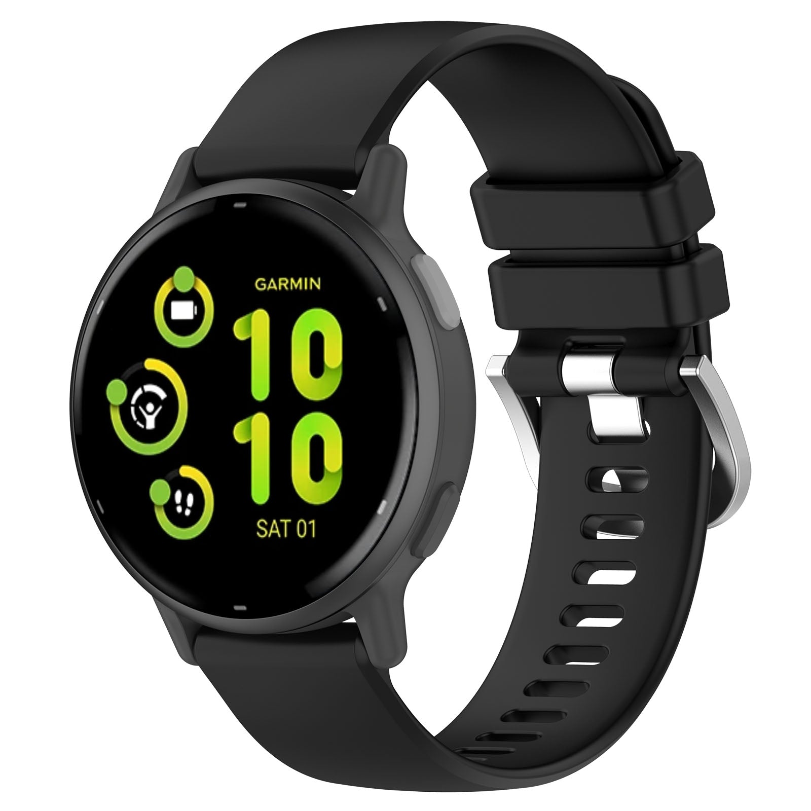 Armband Bizon Strap Watch Silicone Pro für Garmin Vivoactive 5, Schwarz