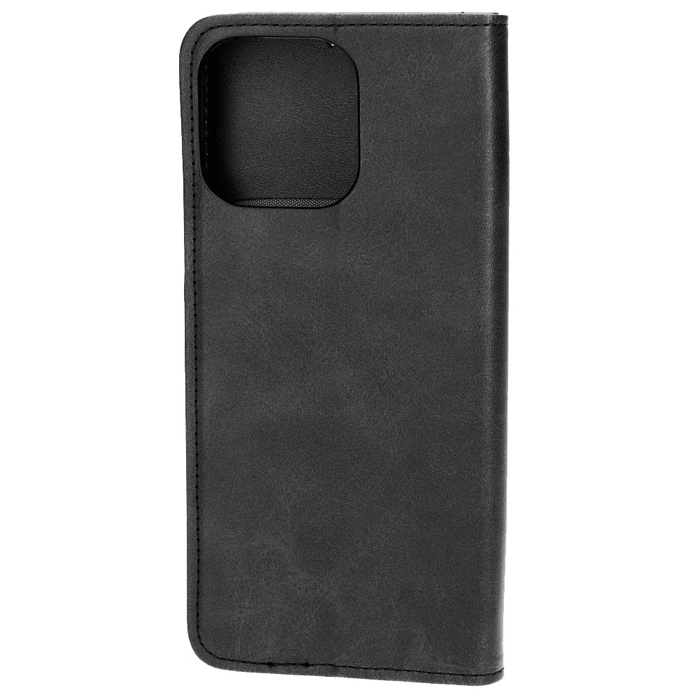 Handyhülle mit Klappe für iPhone 15 Pro Max, Bizon Case Pocket Pro, Schwarz