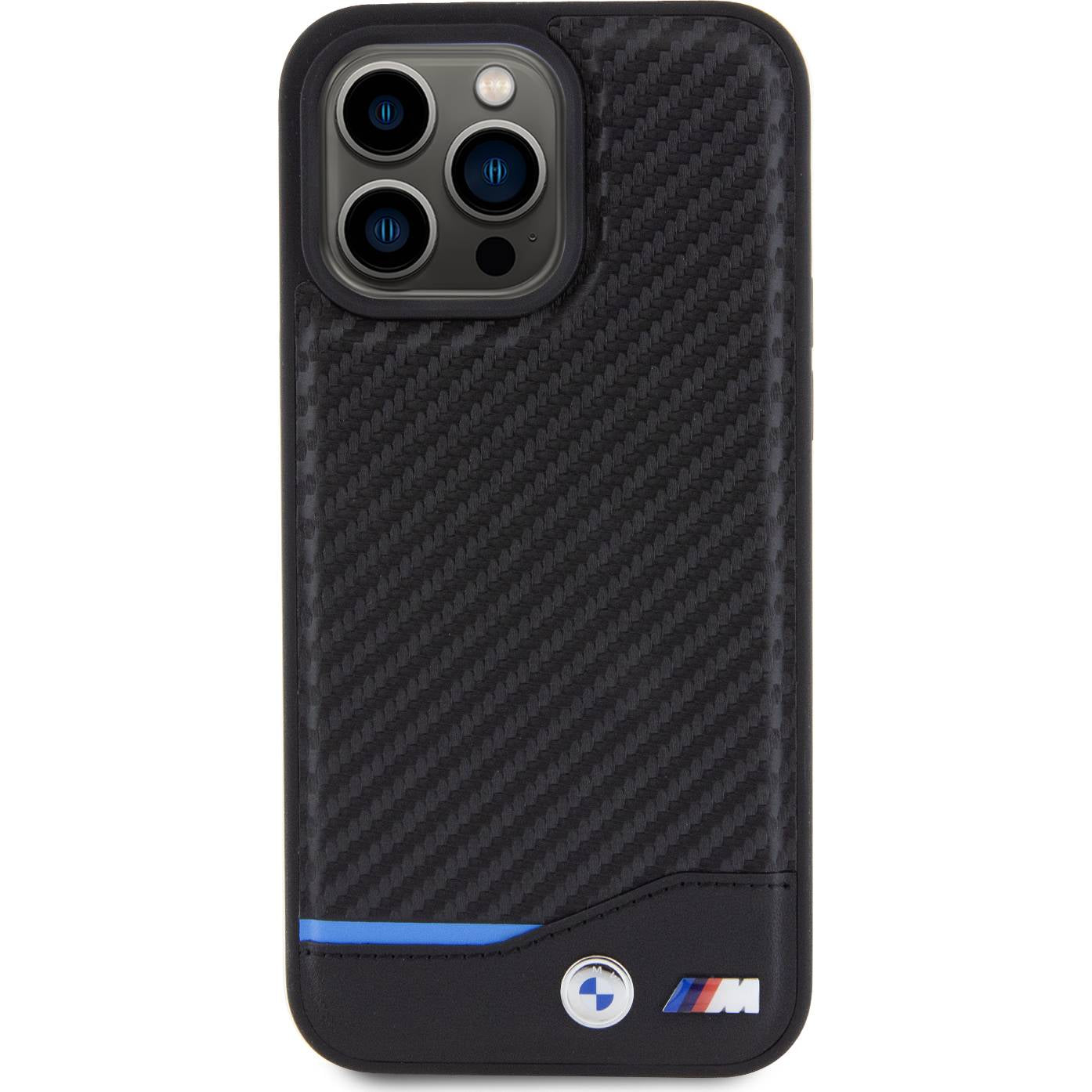 Schutzhülle BMW Leather Carbon für Apple iPhone 15 Pro Max, Schwarz