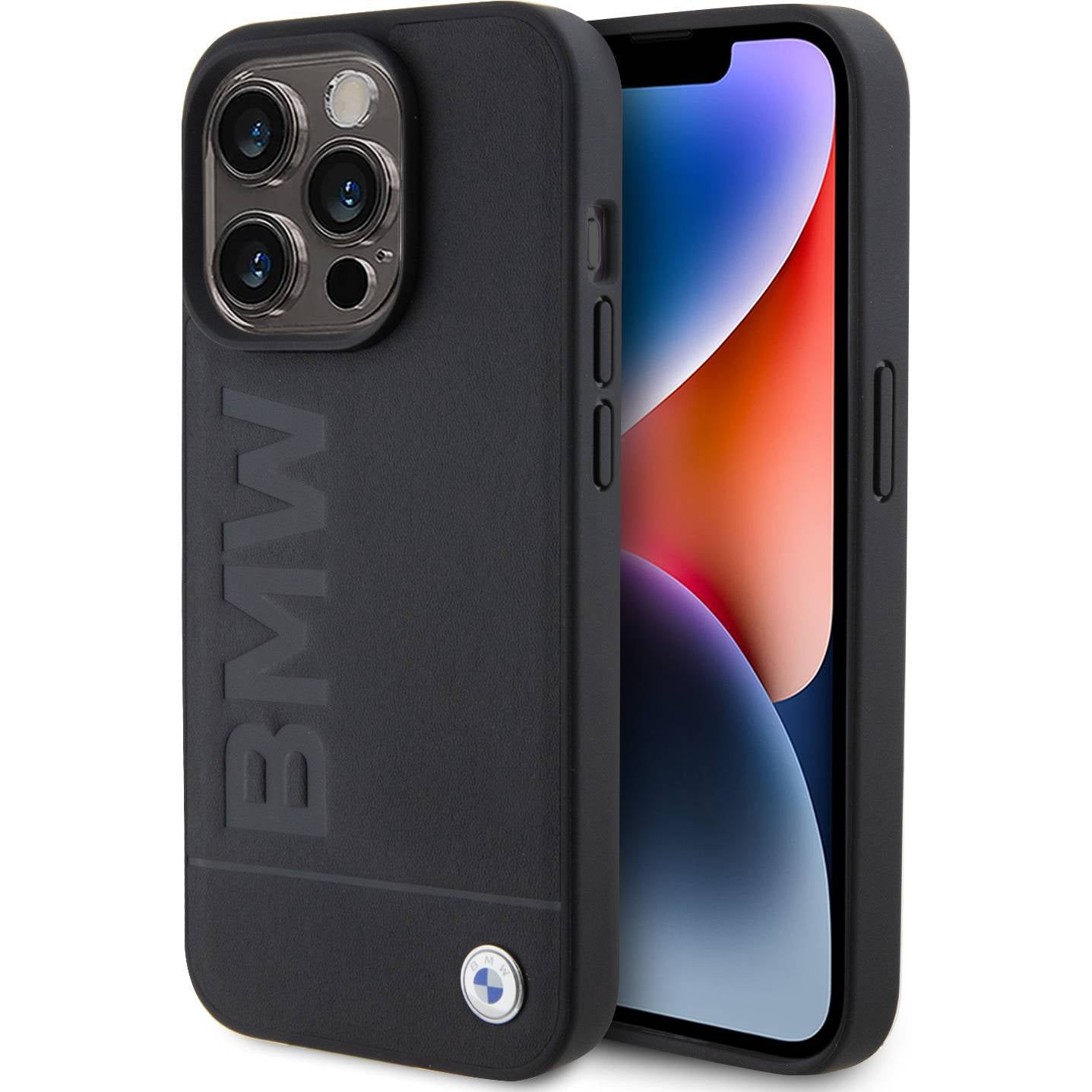 Schutzhülle BWM Leather Hot Stamp MagSafe für Apple iPhone 15 Pro Max, Schwarz
