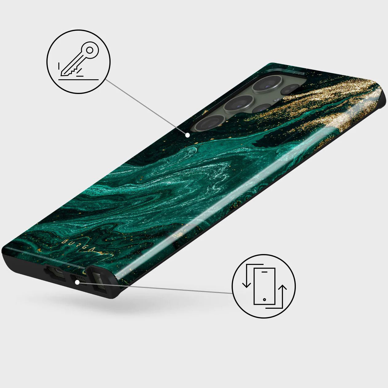 Schutzhülle für Samsung Galaxy S23 Ultra, Burga Emerald Pool Tough, Mehrfarbig marine