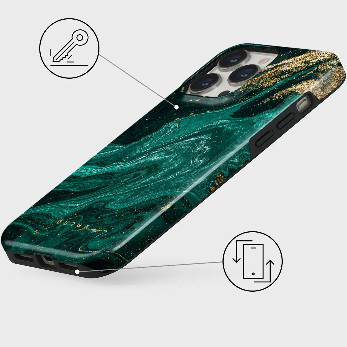 Schutzhülle für Apple iPhone 14 Pro, Burga Emerald Pool Tough Magsafe, Mehrfarbig marine
