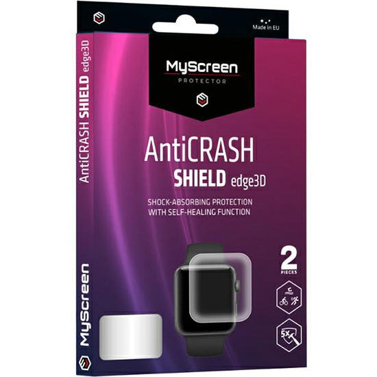Displayschutzfolie MyScreen AntiCrash Shield Edge3D für Apple Watch 45 mm, 2 Stück