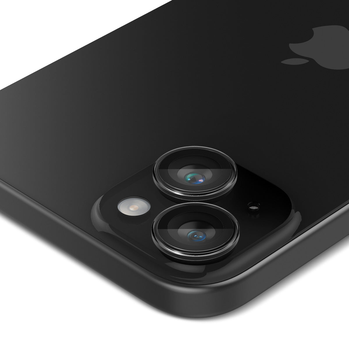 Glas für iPhone 15/15 Plus/14/14 Plus, für die Kamera, Spigen Glas.tR Ez Fit Optik Pro 2-Pack, Schwarz-Transparent