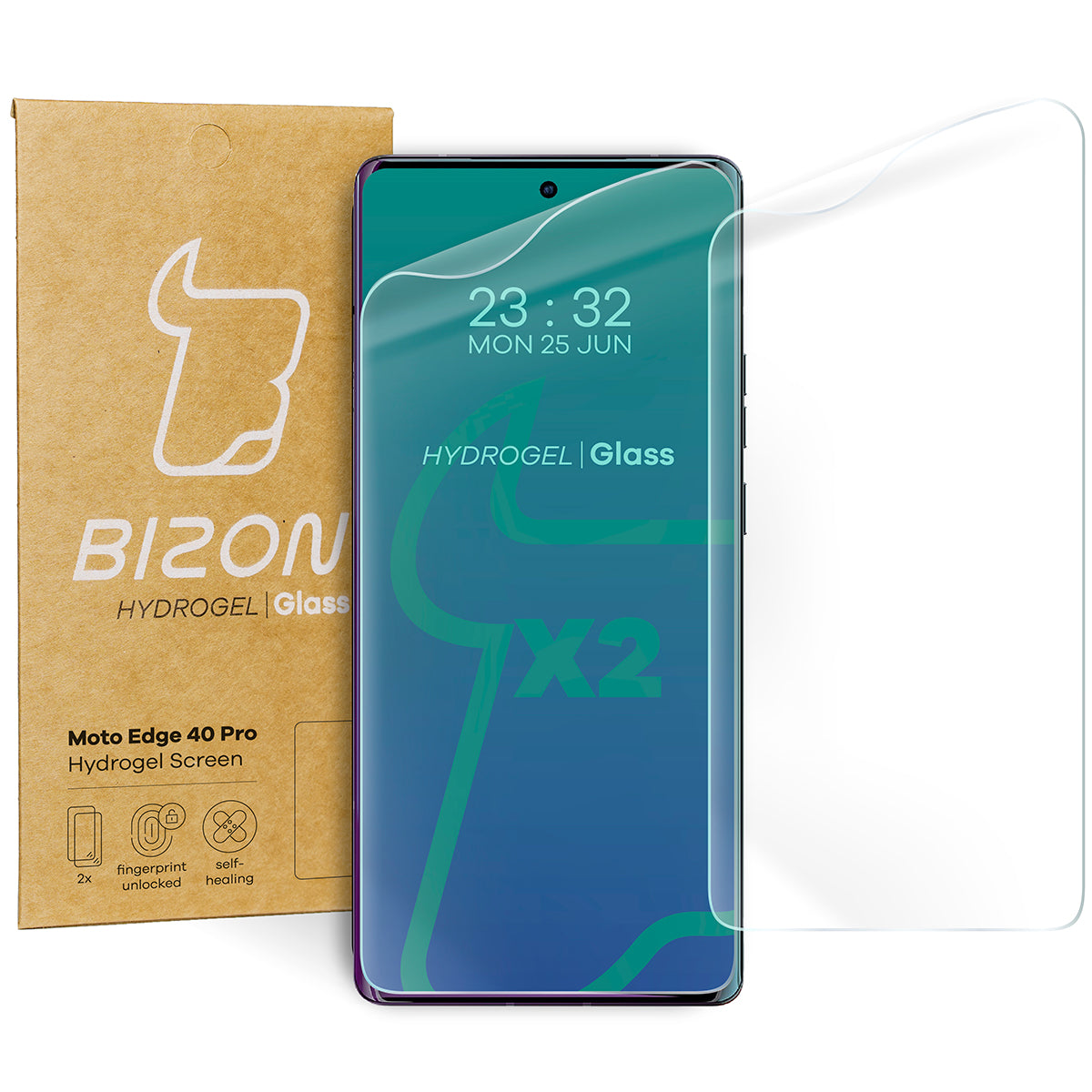 Hydrogel Folie für den Bildschirm Bizon Glass Hydrogel für Motorola Edge 40 Pro, 2 Stück