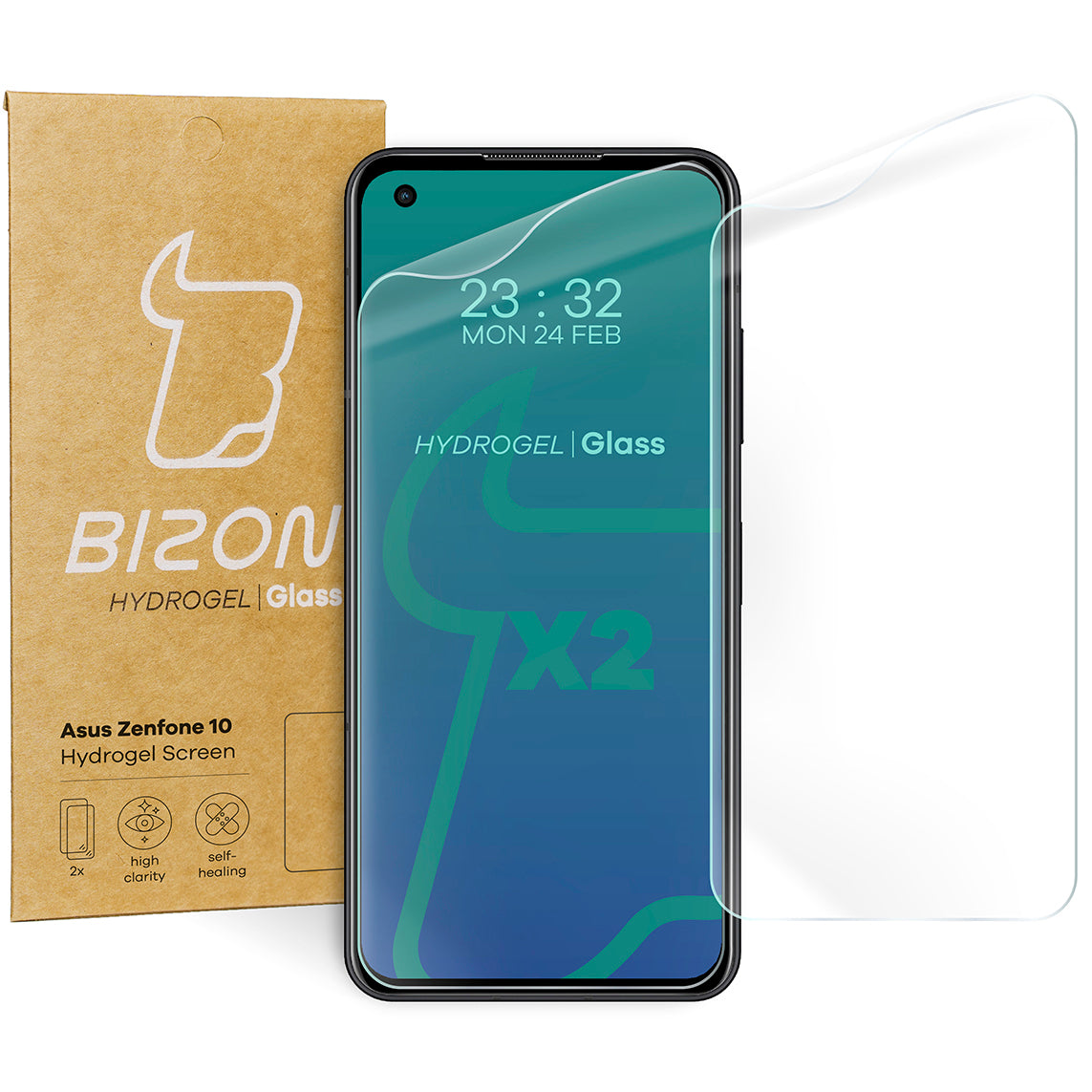 Hydrogel Folie für den Bildschirm Bizon Glass Hydrogel für Asus Zenfone 10, 2 Stück