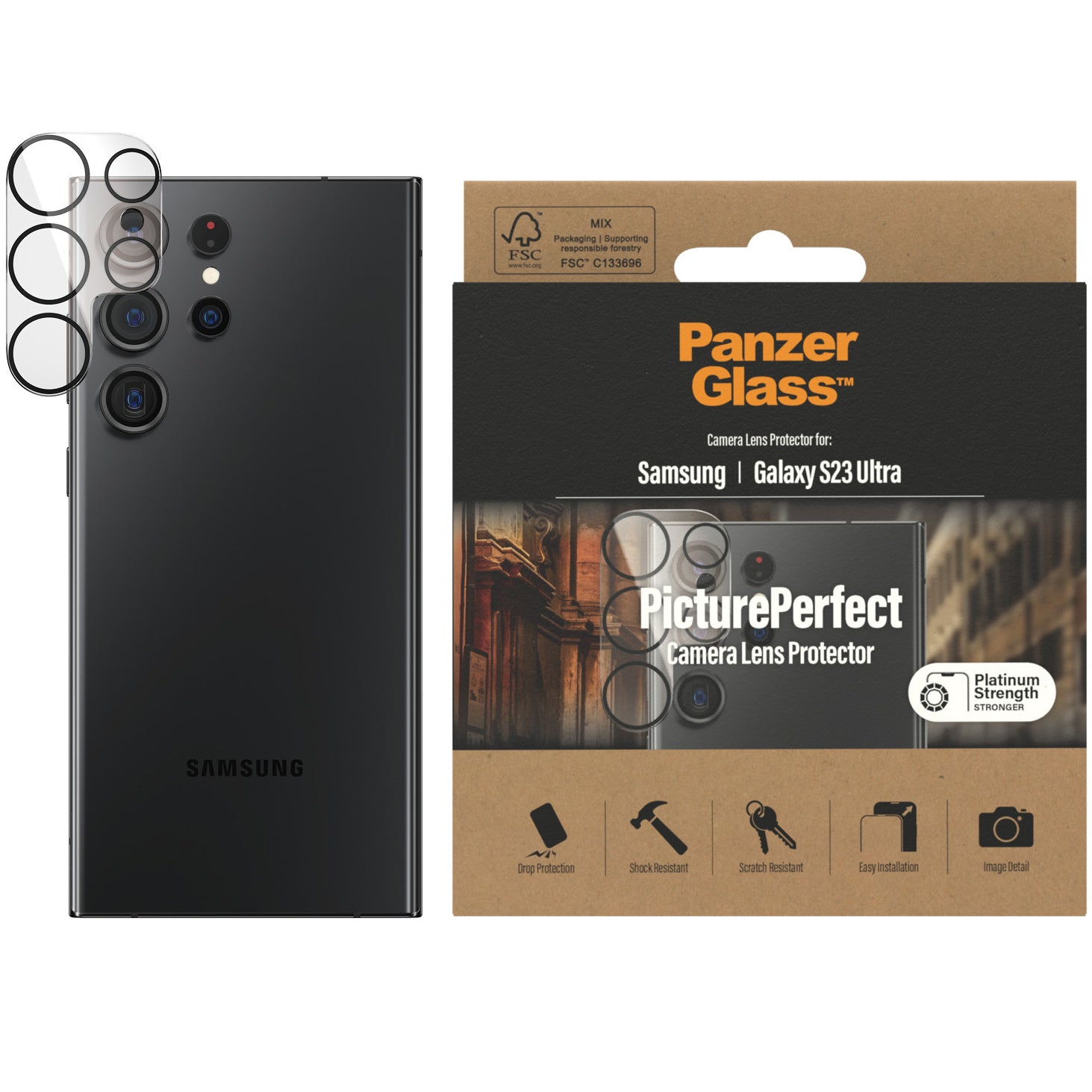 Gehärtetes Glas für die Kamera PanzerGlass PicturePerfect für Galaxy S23 Ultra