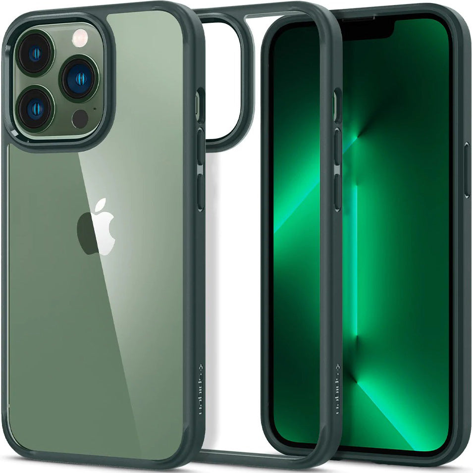 Schutzhülle Spigen Ultra Hybrid für iPhone 13 Pro, Transparent/Grün