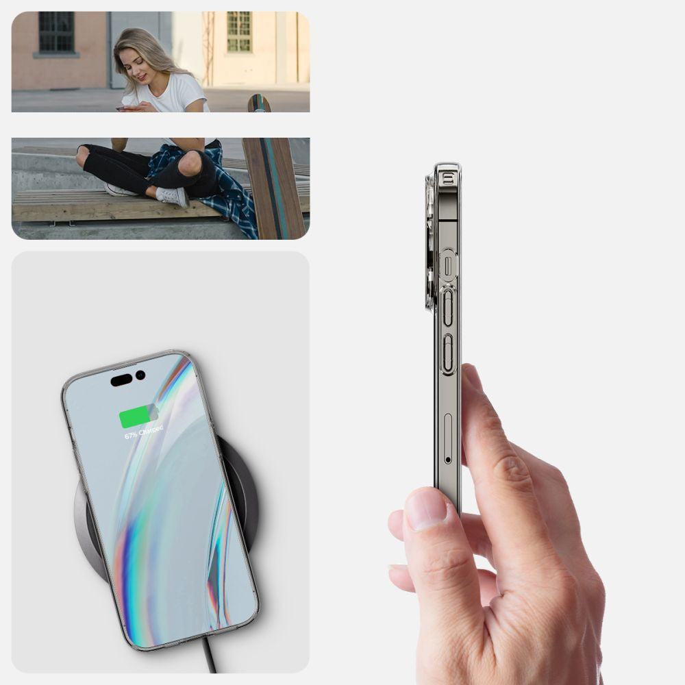 Pack Spigen pour iPhone 14 Pro avec Etui Transparent Crystal Flex