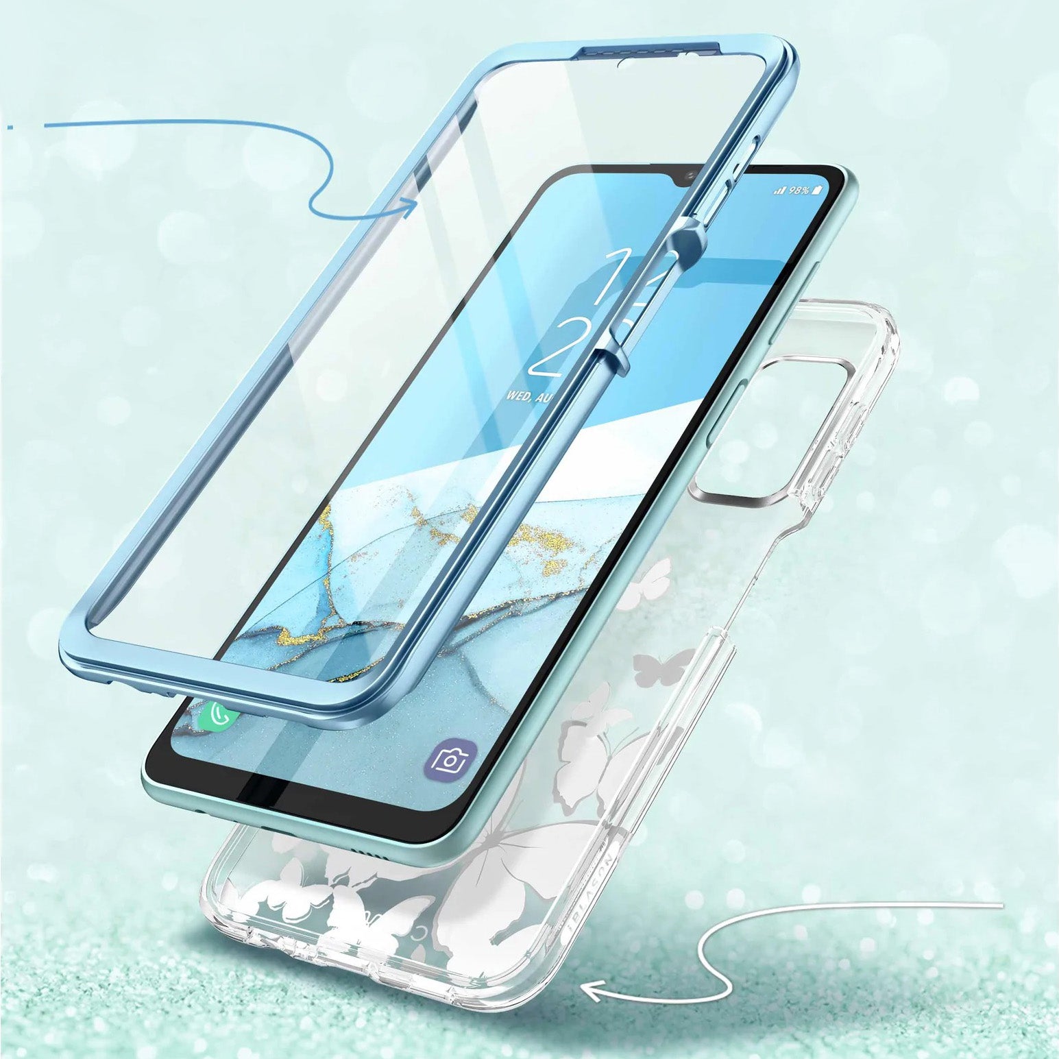 Schutzhülle Supcase i-Blason Cosmo SP für Galaxy A13 5G, Transparent-Blau