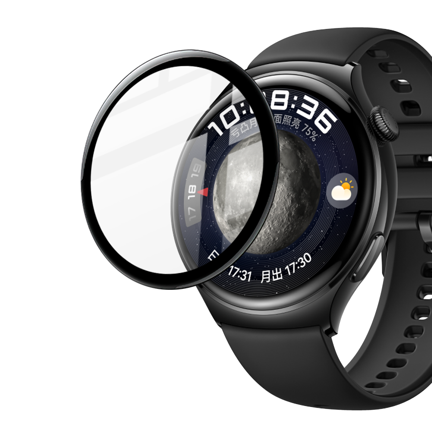 Hybrides Glas Bizon Glass Watch Edge Hybrid für Huawei Watch 4, Schwarz
