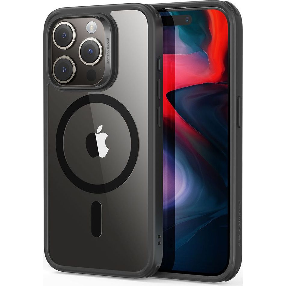Schutzhülle ESR CH Halolock MagSafe für Apple iPhone 15 Pro Max, Transparent und Schwarz