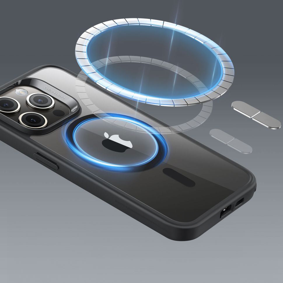 Schutzhülle ESR CH Halolock MagSafe für Apple iPhone 15 Pro Max, Transparent und Schwarz